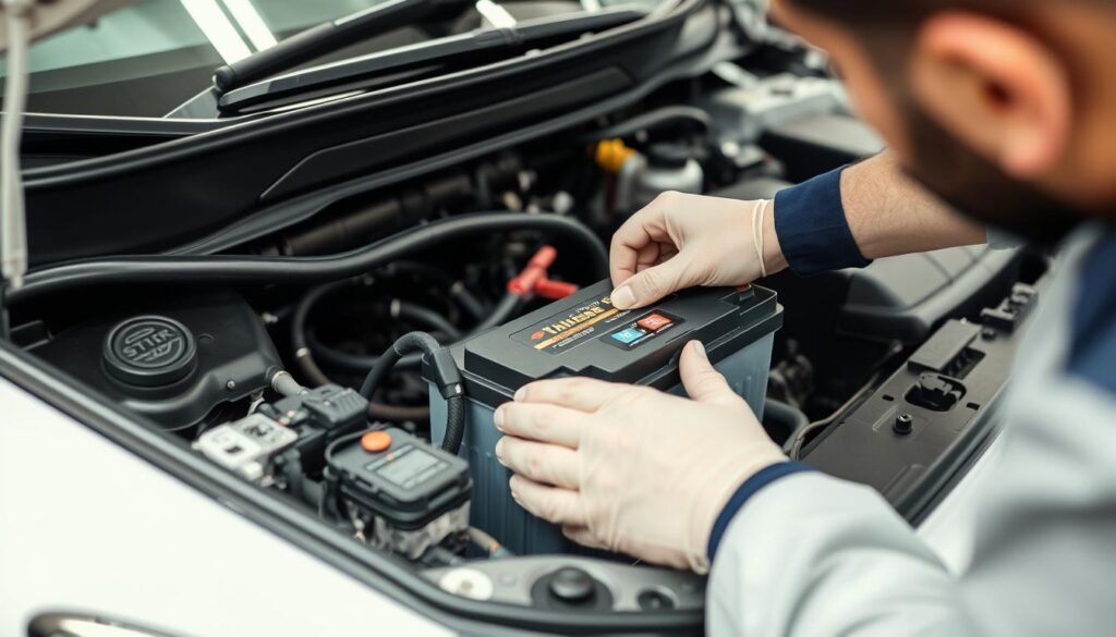 تركيب بطارية جديدة لسيارة صينية في مركز حلم بالرياض