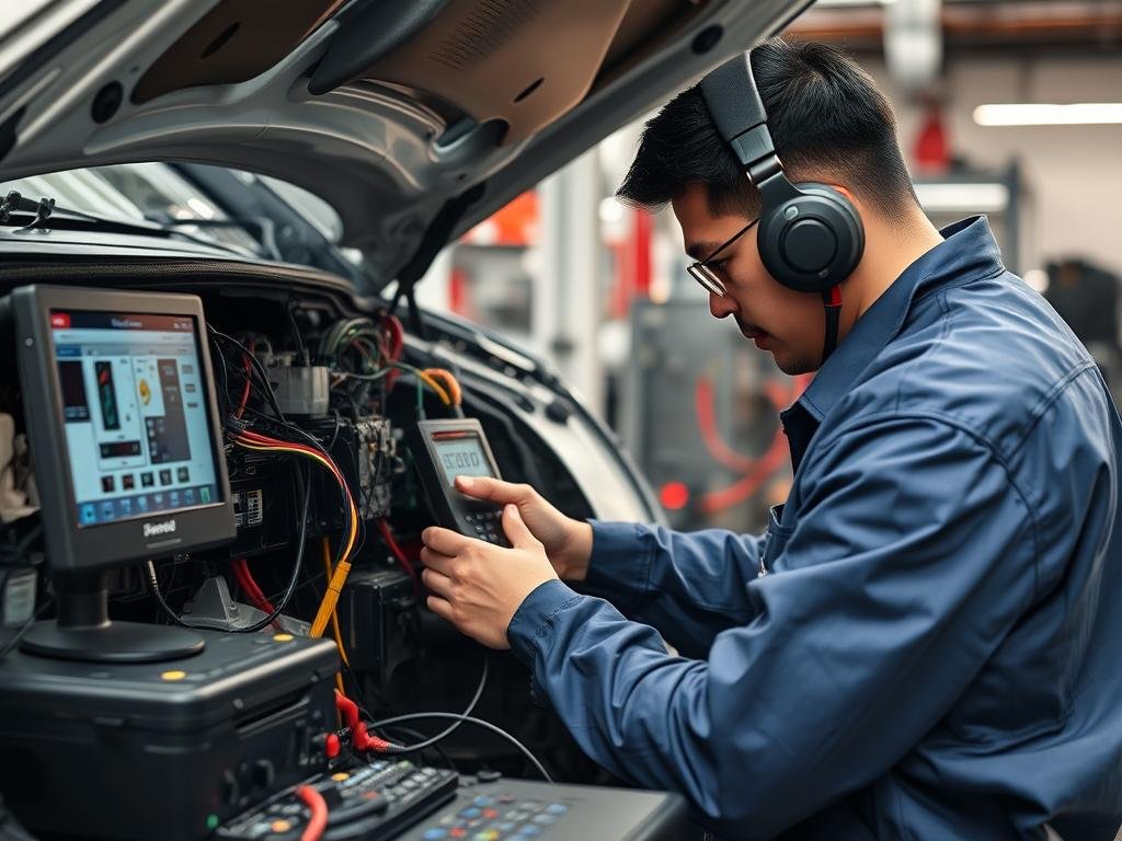 خدمات كهرباء وإلكترونيات السيارات الصينية في ورشة متخصصة