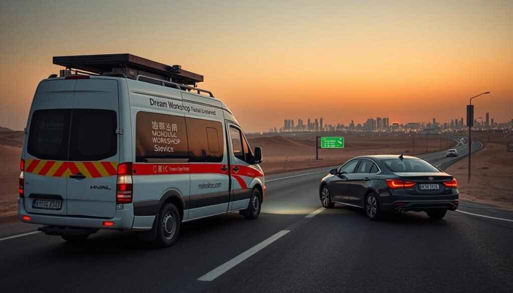 سيارة خدمة متنقلة من مركز حلم لصيانة السيارات الصينية في الرياض