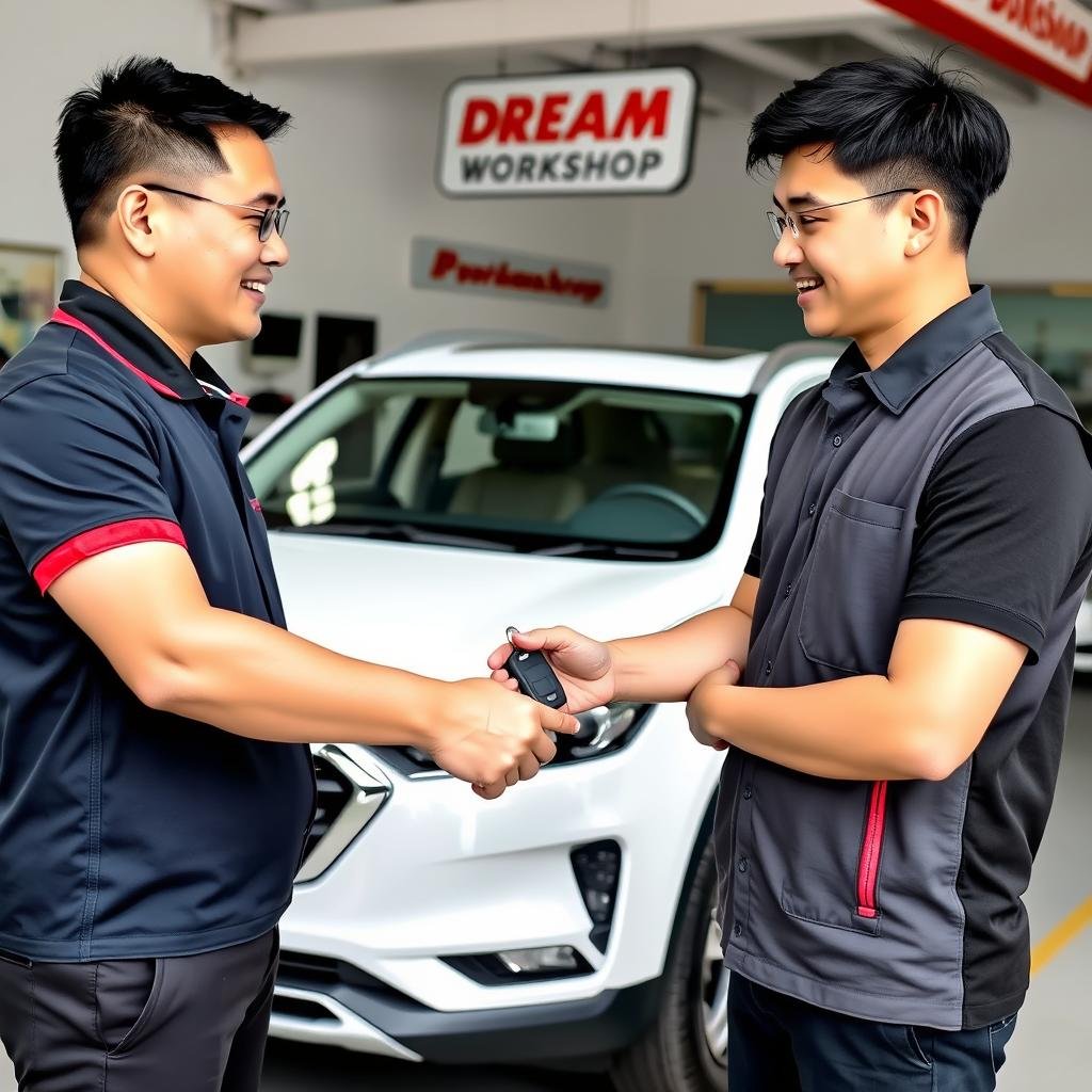 عميل يستلم سيارته بعد الصيانة في مركز حلم بالرياض