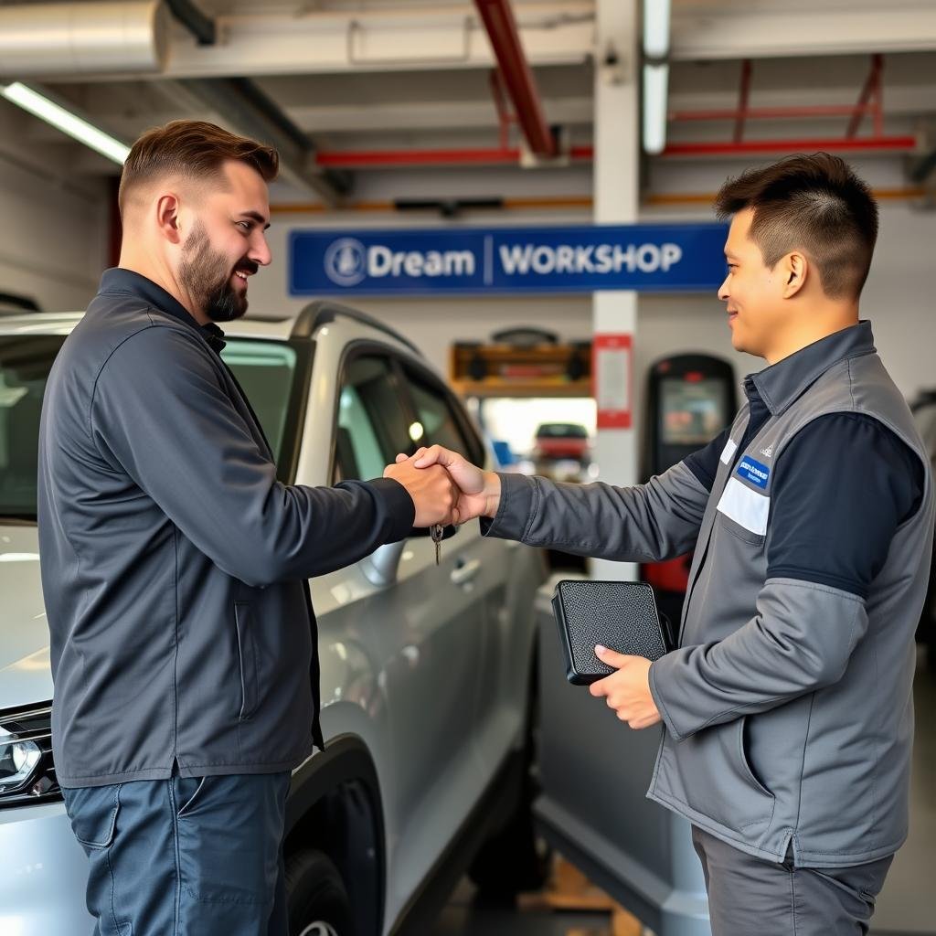 عميل يستلم سيارته بعد الصيانة في مركز حلم بالرياض