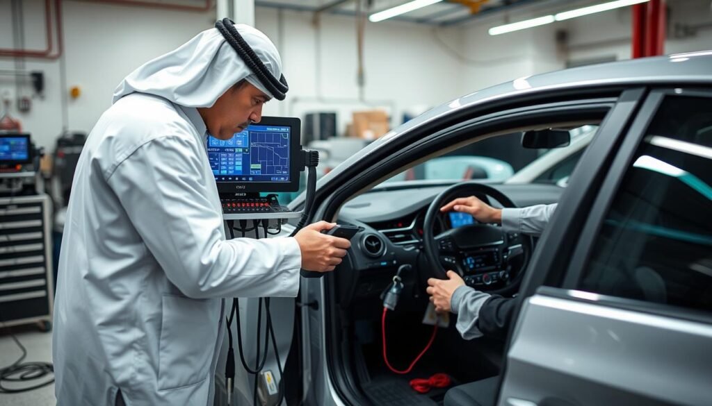 فحص كهربائي لسيارة صينية باستخدام أجهزة متطورة