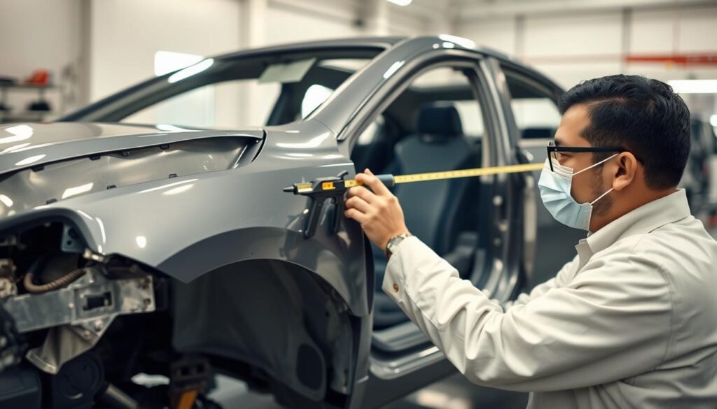 فحص هيكل سيارة صينية للكشف عن آثار الحوادث