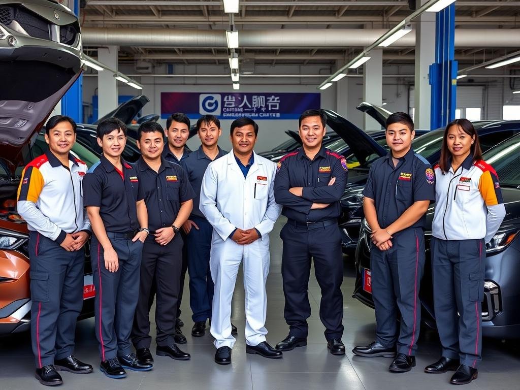 فريق عمل مركز حلم المتخصص في صيانة السيارات الصينية