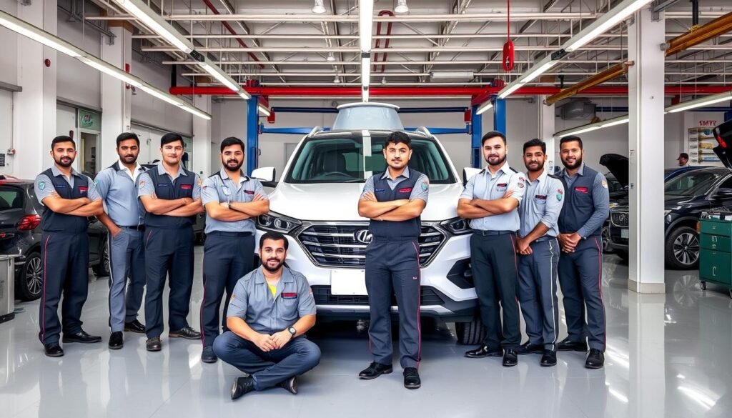 فريق عمل مركز حلم لصيانة السيارات الصينية في الرياض