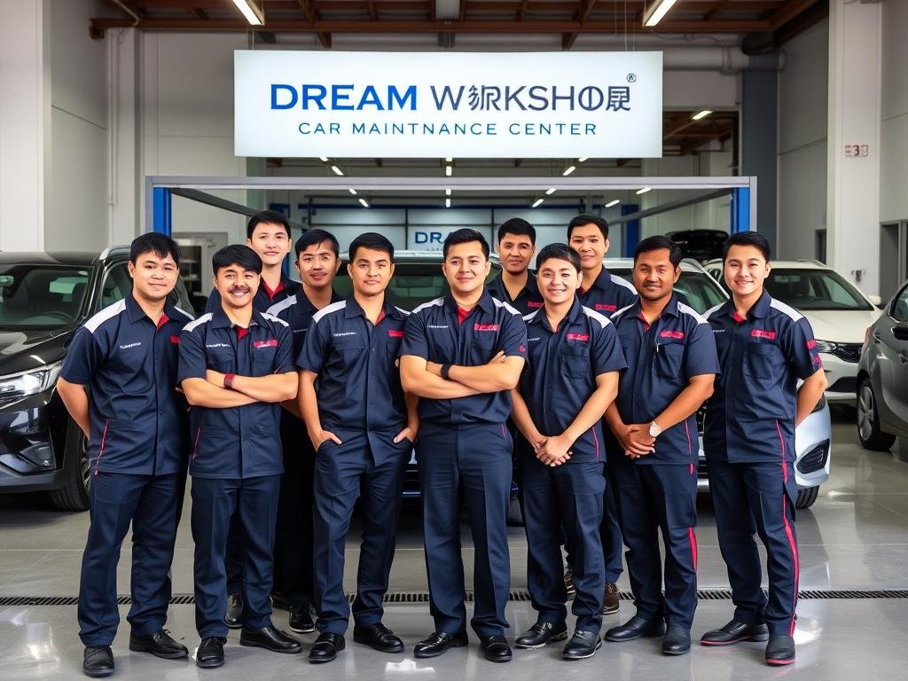 فريق عمل مركز حلم لصيانة السيارات الصينية في الرياض