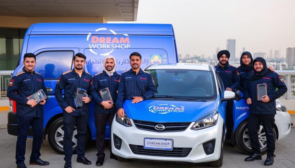 فريق مركز حلم لصيانة السيارات المتخصص في كهرباء السيارات الصينية