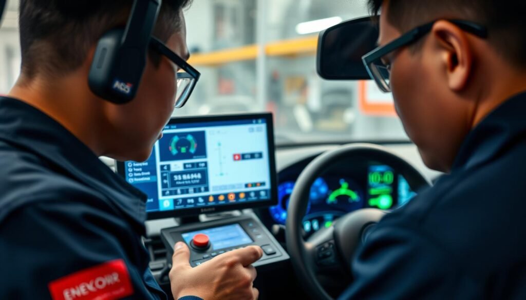 فني كهرباء سيارات صينية بالرياض يقوم ببرمجة حساسات متطورة