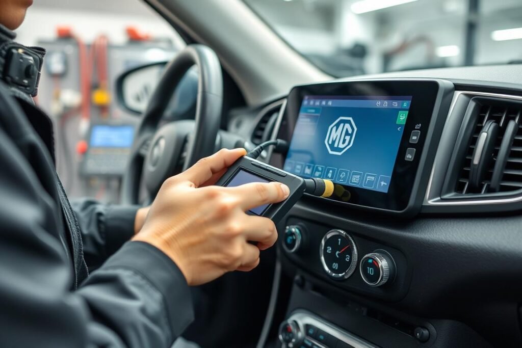 فني كهرباء سيارات صينية يقوم بفحص وإصلاح أعطال كهربائية