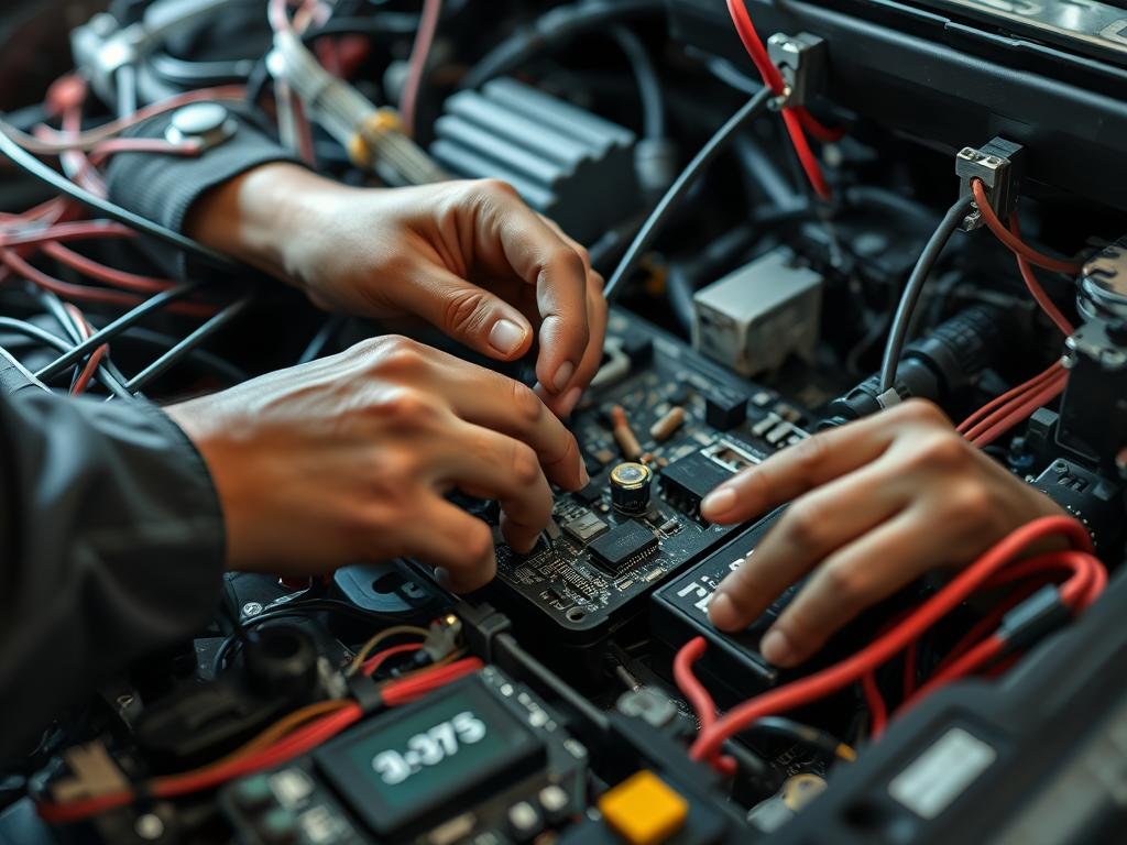 فني كهربائي سيارات صيني بالرياض أثناء العمل