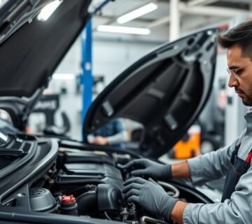 فني ميكانيكي سيارات صينية بالرياض يعمل على إصلاح سيارة في مركز حلم