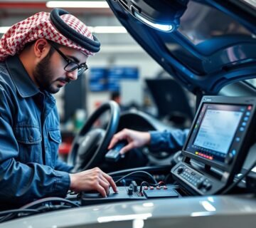 كهربائي سيارات صيني بالرياض يقوم بفحص نظام كهربائي لسيارة صينية