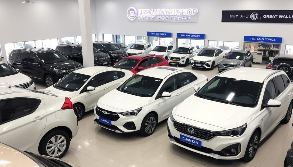 مجموعة من السيارات الصينية في مركز متخصص كهرباء وميكانيكا سيارات صينية بالرياض