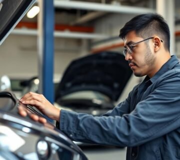 ميكانيكي سيارات صيني بالرياض في مركز حلم يقوم بفحص سيارة صينية