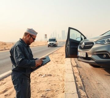 ميكانيكي سيارات صيني بالرياض يقوم بإصلاح عطل في الطريق