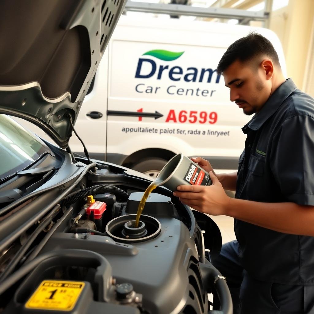 ميكانيكي يقوم بتغيير زيت سيارة صينية في موقع العميل